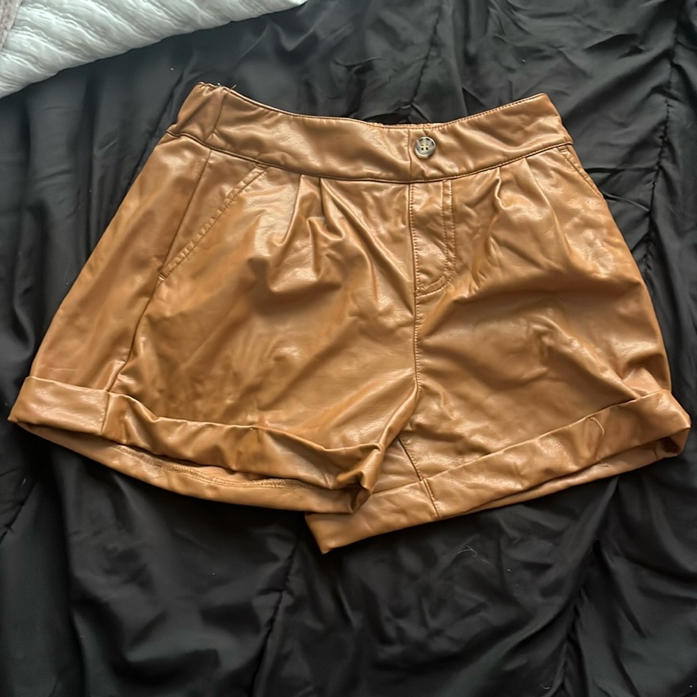 faux leather shorts